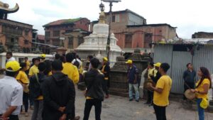 Local group of people inside Swayambhunath